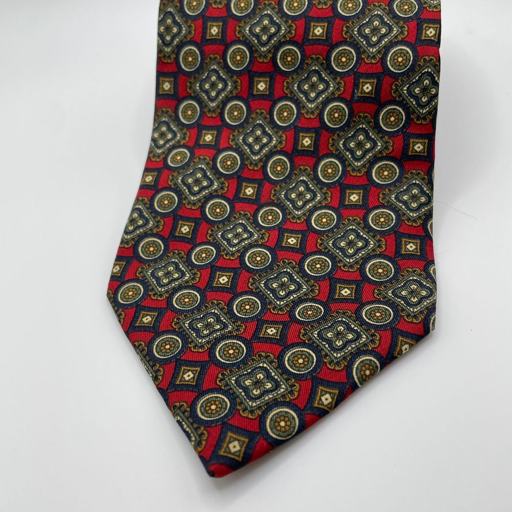 Keys and Lockwood New York Men's Silk Tie Blue/Red Medallion Made USA